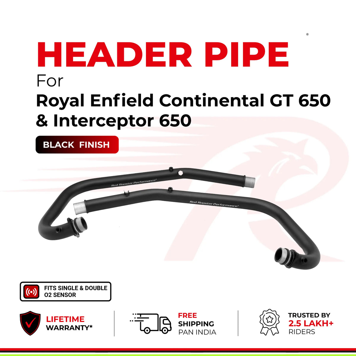 Header Pipe / Bend Pipe for Royal Enfield Continental GT 650 & Interceptor 650 - Black Finish