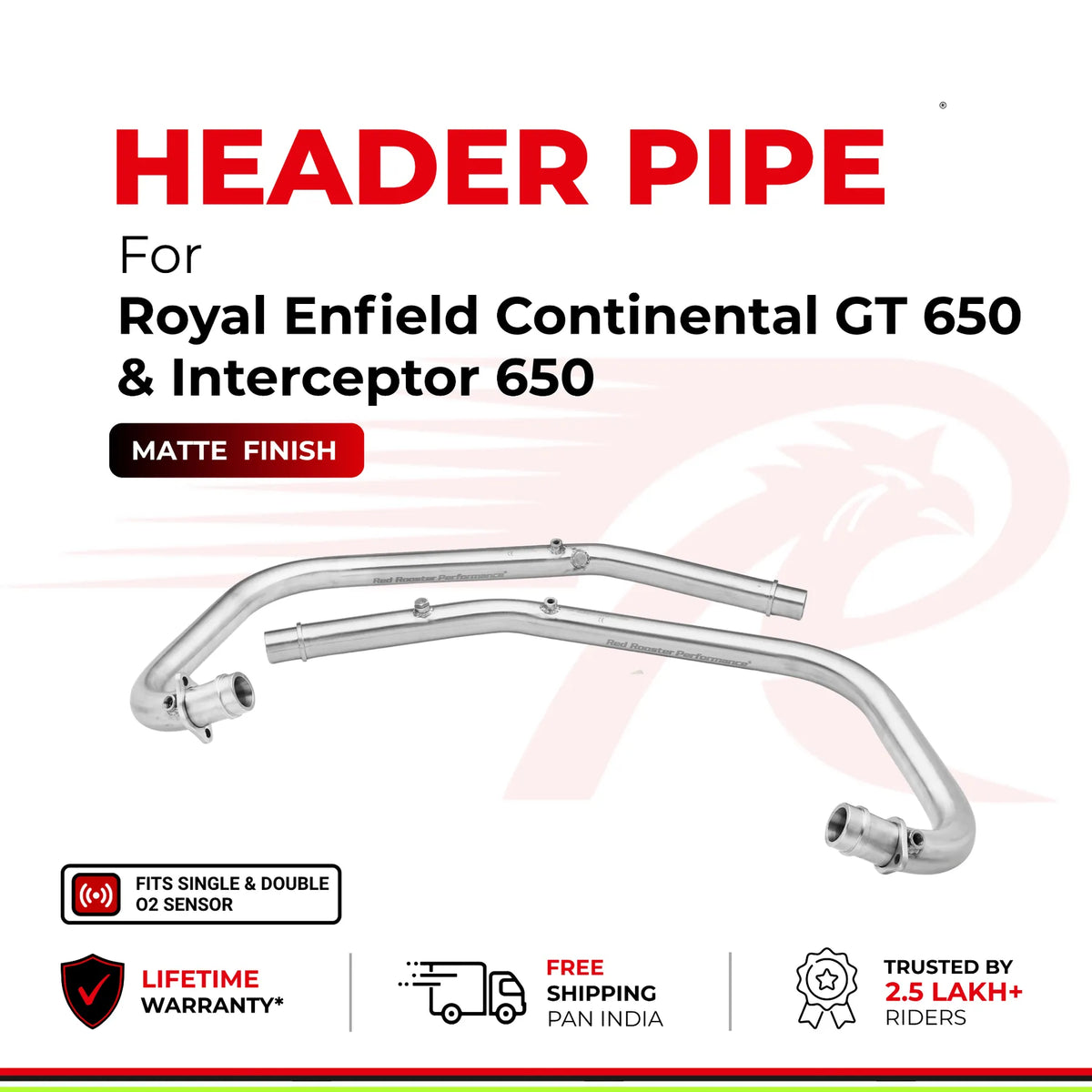 Header Pipe / Bend Pipe for Royal Enfield Continental GT 650 & Interceptor 650 - Matte Finish