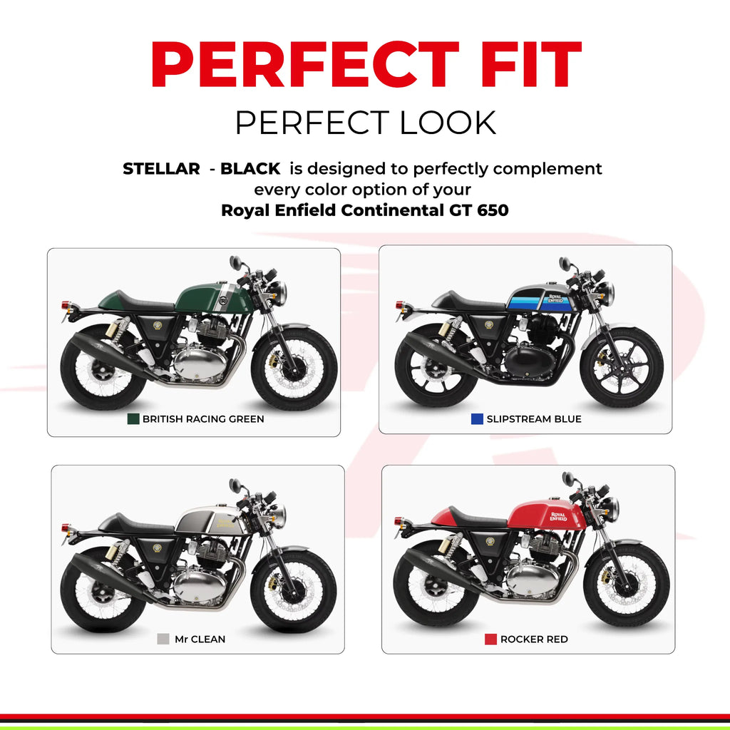 Stellar Exhaust for Royal Enfield Continental GT 650 - Black Finish